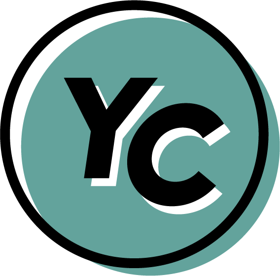 Youth Crossing YC mark in teal